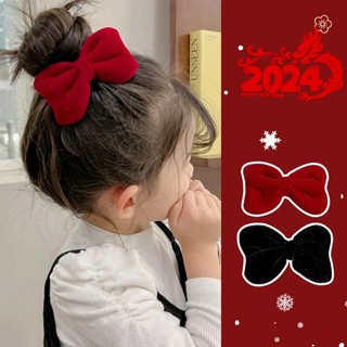 Kẹp tóc nơ nhung đỏ mừng năm mới