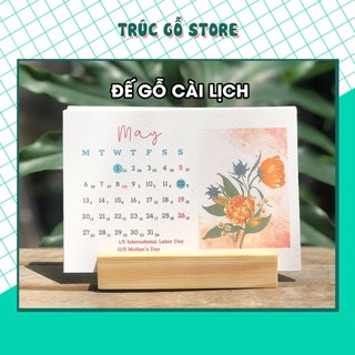 Đế gỗ cài lịch để bàn, giá gỗ kẹp lịch năm