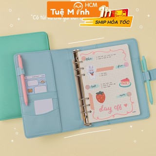 Sổ còng Klong bìa da PU Caro 5x5 A5 100 trang VPP Tuệ Minh MS 992 bìa Pastel File Binder cao cấp