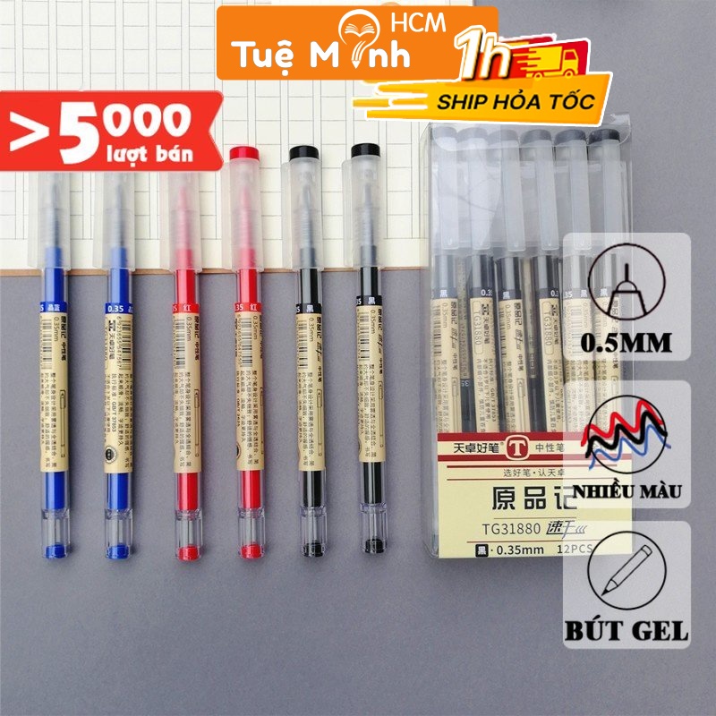 Bút gel 0.5mm màu mực đen/xanh/đỏ Sty.le Muji B41 bút đầu kim dành cho học sinh VPPTUEMINH, văn phòng