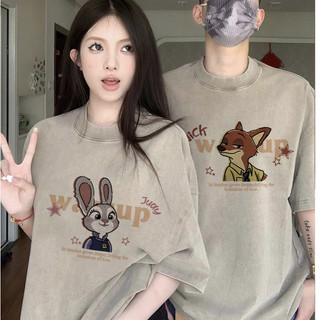 Thương Hiệu Mới 100% Cotton Unisex Áo Thun Nữ Tay Ngắn Nam Nữ Baggy Cổ Tròn Rời In Độc Đáo Cặp Đôi Tee