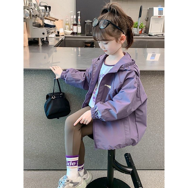 Áo Khoác Thể Thao Có Mũ Trùm Phong Cách Mới Thời Trang Xuân Thu 2023 Cho Bé Gái