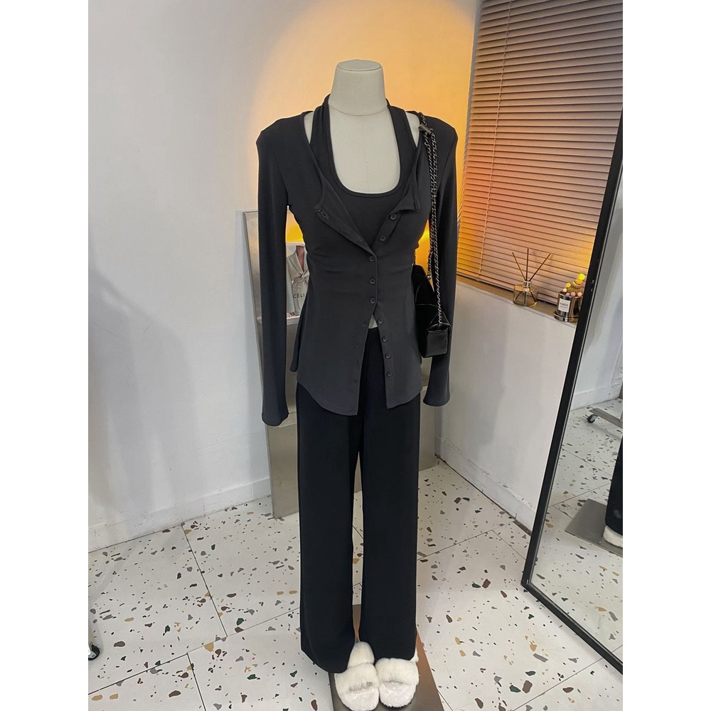 Áo Thun Hai Dây Giả Hai Lớp Dáng Ôm Phong Cách Hàn Quốc Dành Cho Nữ yxr3