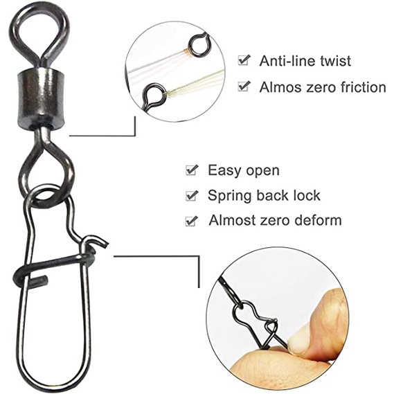 Set 50 Vòng Nối Xoay Câu Cá 10lb-110lb Bằng Thép Không Gỉ