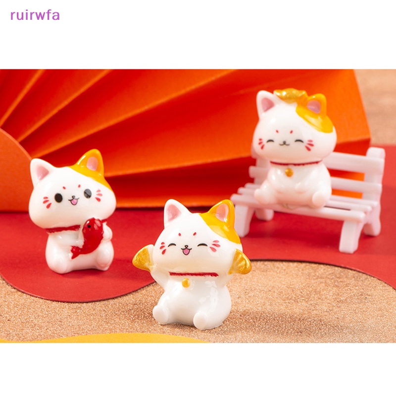 Ruirwfa Búp Bê Mèo May Mắn Nhỏ Để Bàn Trang Trí Sáng Tạo Làm Quà Tặng Cho Trẻ Em Mới
