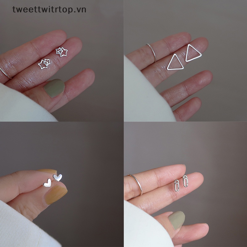Trtop 1 Đôi Bông Tai Xỏ Lỗ Bằng Bạc sterling Đơn Giản Thời Trang Dành Cho Nữ vn
