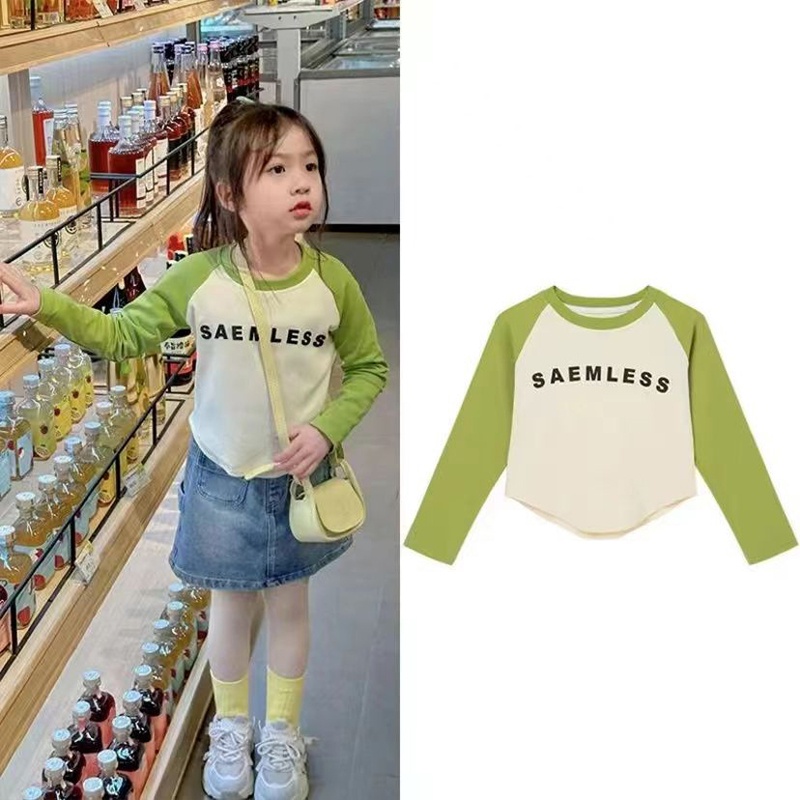 Momo Áo Thun Dài Tay Phong Cách Hàn Quốc Cho Bé Gái