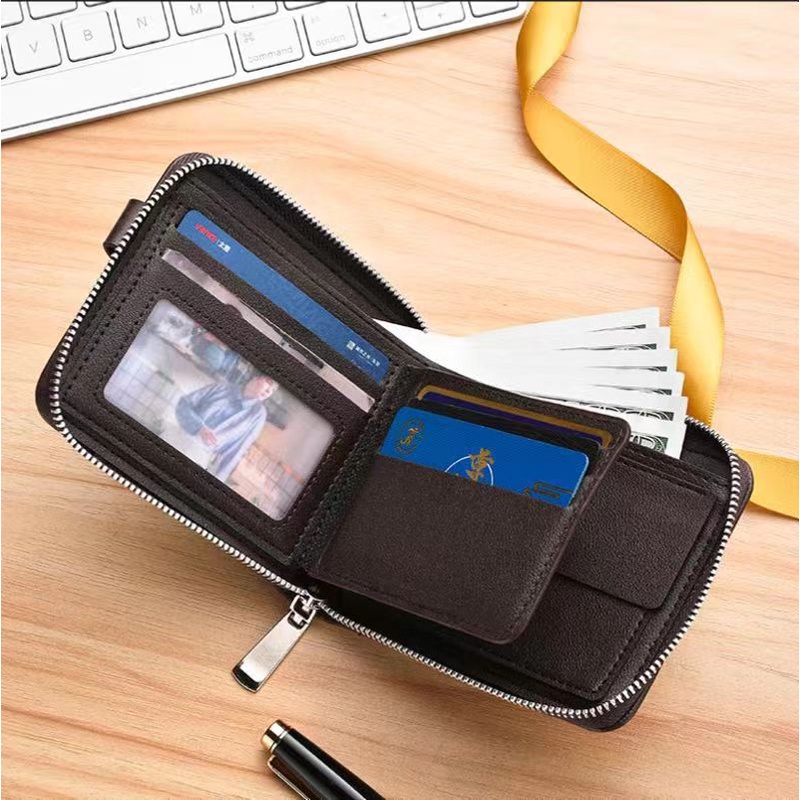 Ví Da pu Đa Năng Phối Khóa Kéo Cá Tính Cho Nam - YKD