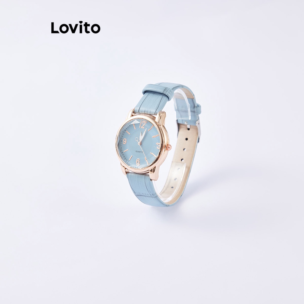 Đồng hồ Lovito thạch anh kim loại màu trơn thường ngày cho nữ L63AD287 (màu trắng/xanh dương ngọc)