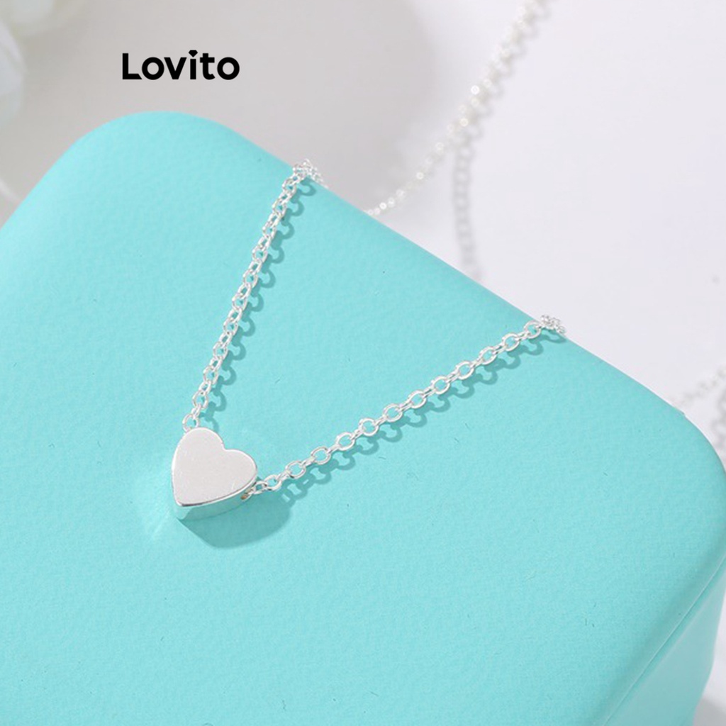 Vòng cổ Lovito mặt trái tim màu trơn thường ngày cho nữ L63AD013