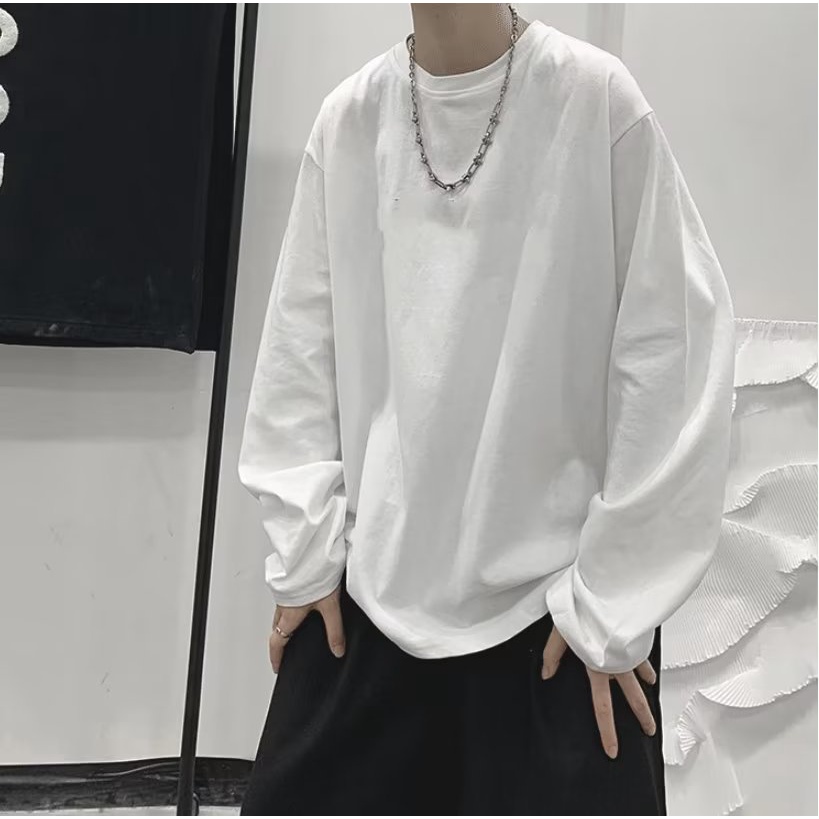 Áo Thun Trơn 100% cotton Tay Dài Dáng Rộng plus size m-10xl