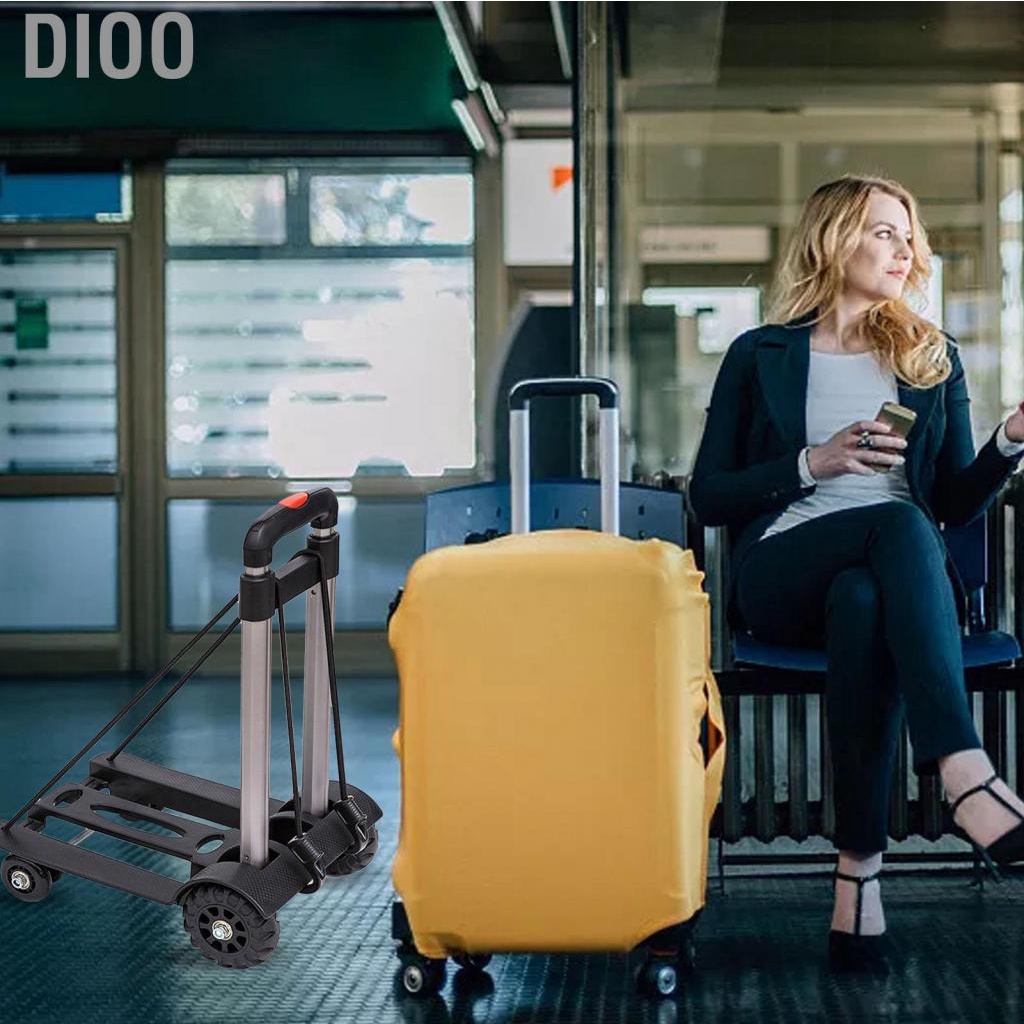 Dioo Folding Trolley  Foldable Luggage Cart 4 Wheels Low Noise Aluminium Alloy Rugged for Shopping