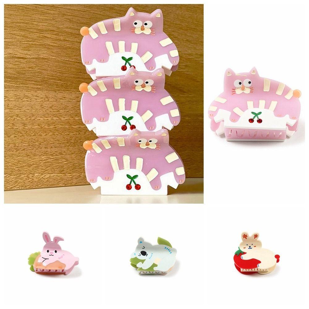 Fuhui Kẹp Tóc acrylic y2k Hình Thú Hoạt Hình Sáng Tạo Cho Nữ