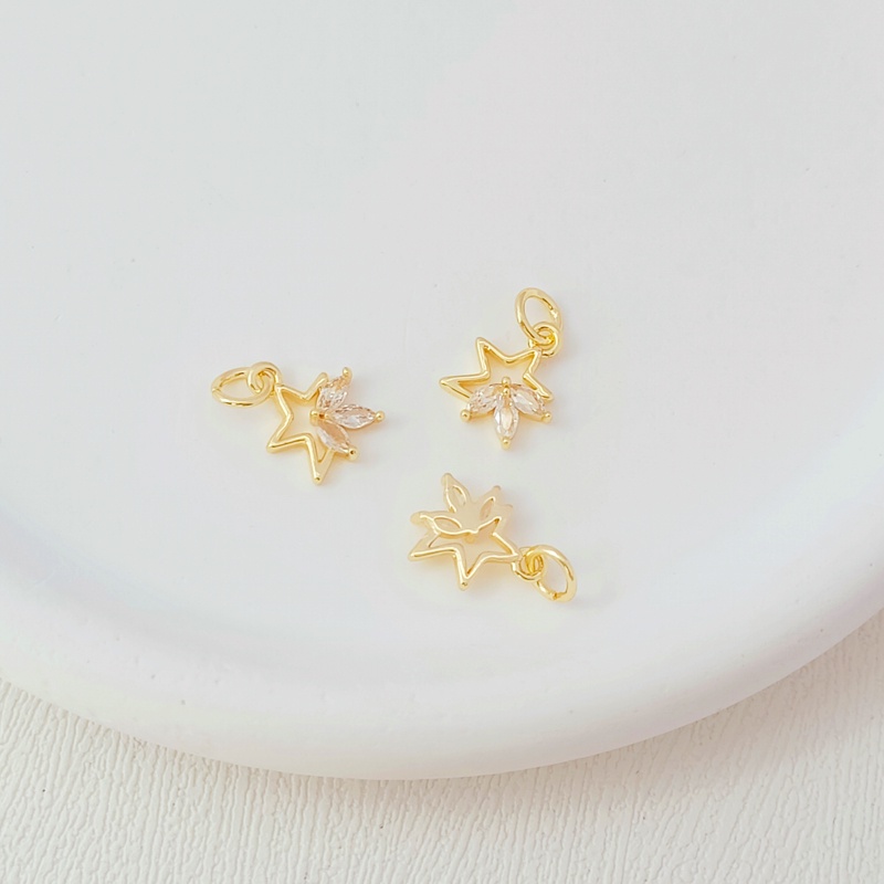 Mặt Dây Chuyền Mạ Vàng 14k Hình Ngôi Sao Năm Cánh Đính Đá Zircon Màu Sắc