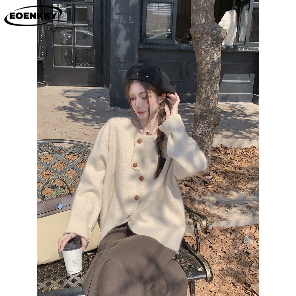 EOENKKY Áo Len áo khoác cardigan  Thời trang hàn quốc Thời trang Cái mới Chic Phong cách A91K68U 37Z230915