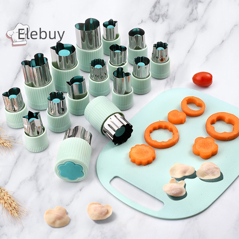 Khuôn cắt bánh quy ELEBUY mini dạng nhấn bằng thép không gỉ đa năng cho trẻ em