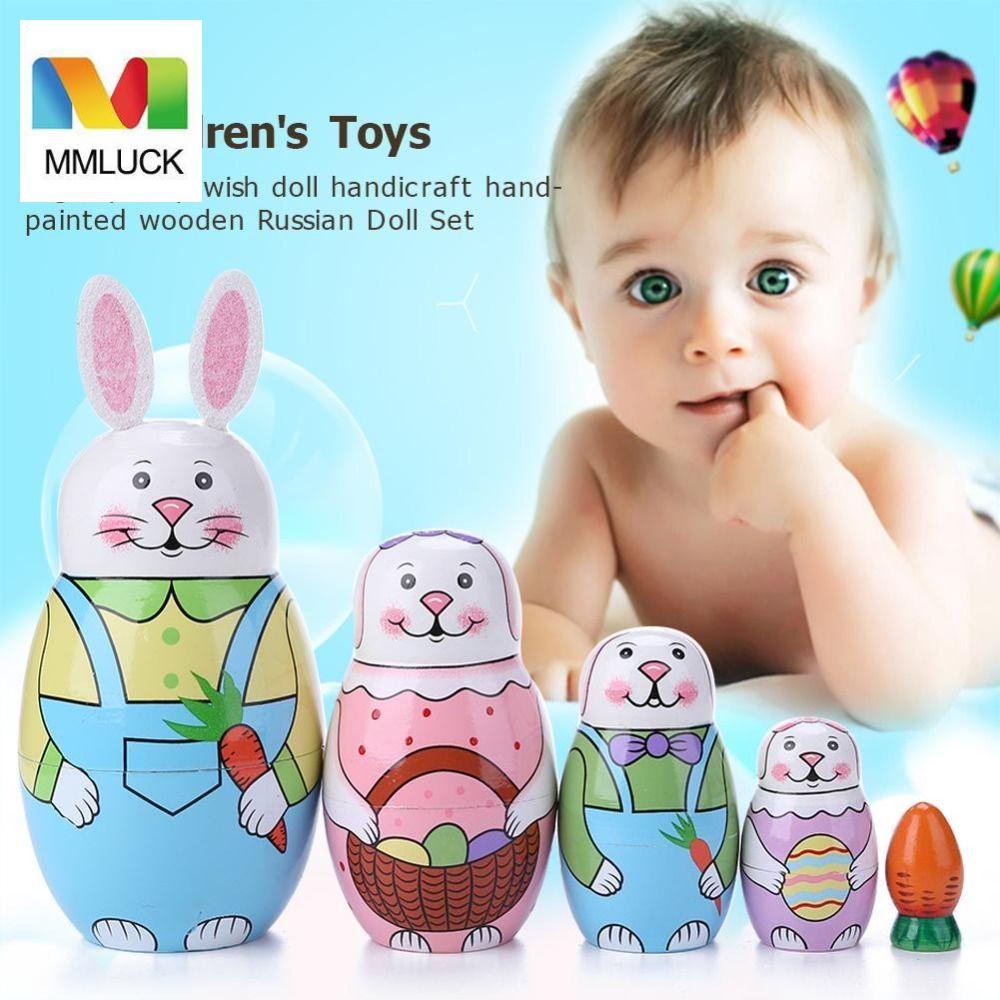 Mmluck Ngan Tổ Chim Búp Bê Nga Xếp Chồng Lên Nhau 5 Cái / se Đồ Chơi Búp Bê Trang Trí Phòng Ngủ