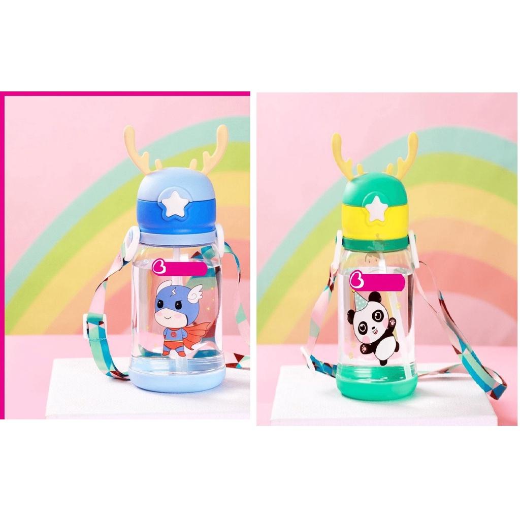 Bình uống Bình nước hình hươu cho bé, nhựa 450ml , thiết kế hoạt hình dễ thương , chất liệu an toàn lalamo_shop