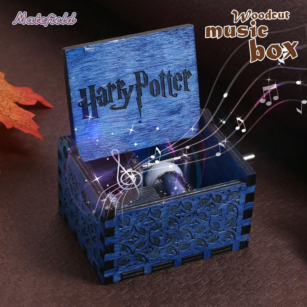Hộp Nhạc Gỗ harry potter Màu Xanh Dương  Làm Quà Tặng Giáng Sinh