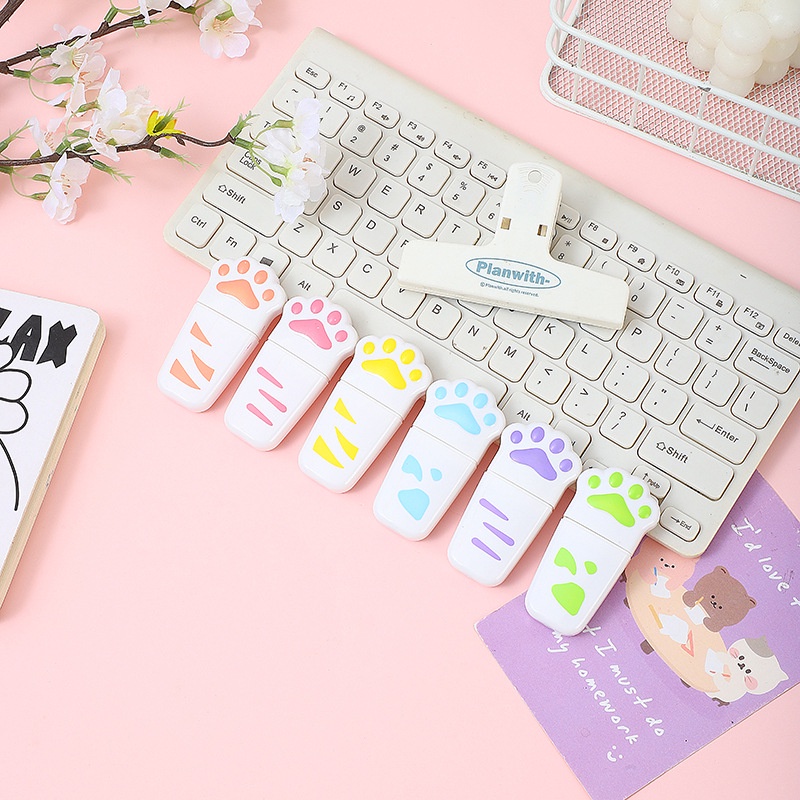 Bút chì màu Bút dạ quang bút đánh dấu Chân mèo dễ thương văn phòng phẩm đồ dùng học sinh quà  phần thưởng Văn phòng phẩm