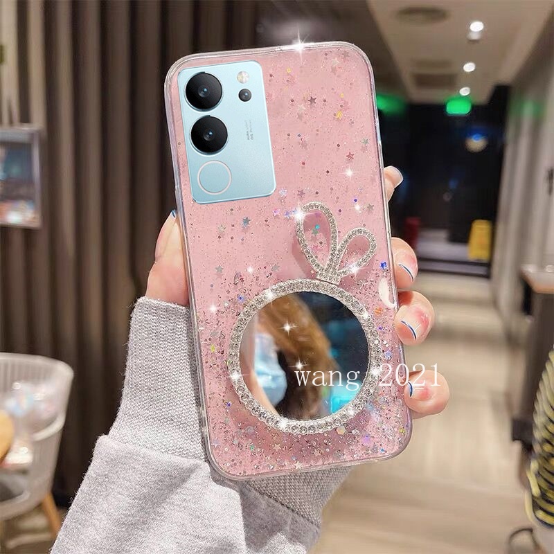 Ốp Điện Thoại Mềm Có Gương Trang Điểm Hình Vương Miện vivo v29 5g vivo v29e v29 pro y27 y78 y36 5g 4g 2023 vivov29 5g