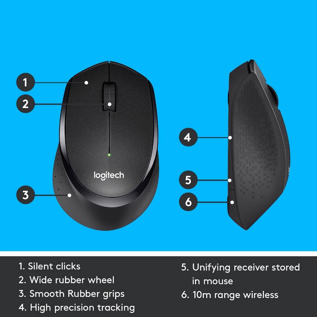 Chuột không dây Logitech M330 Silent Plus - Giảm ồn, USB, thuận tay phải, PC/ Laptop