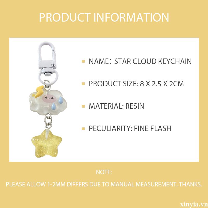 🌺🌺Móc Khóa Hình Đám Mây / Ngôi Sao / Đám Mây Nhiều Màu Dễ Thương