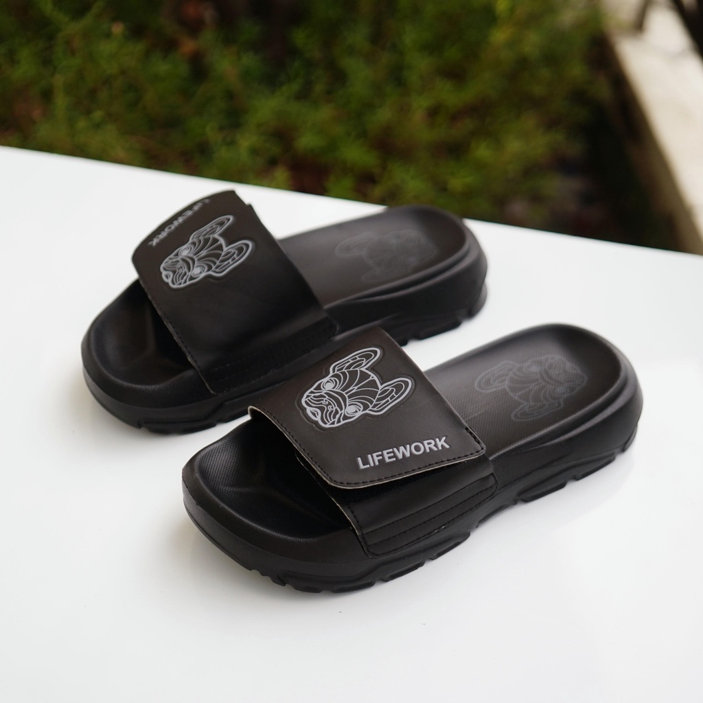 Dép LW đế cao quai dán hàn quốc quai in hình chú chó