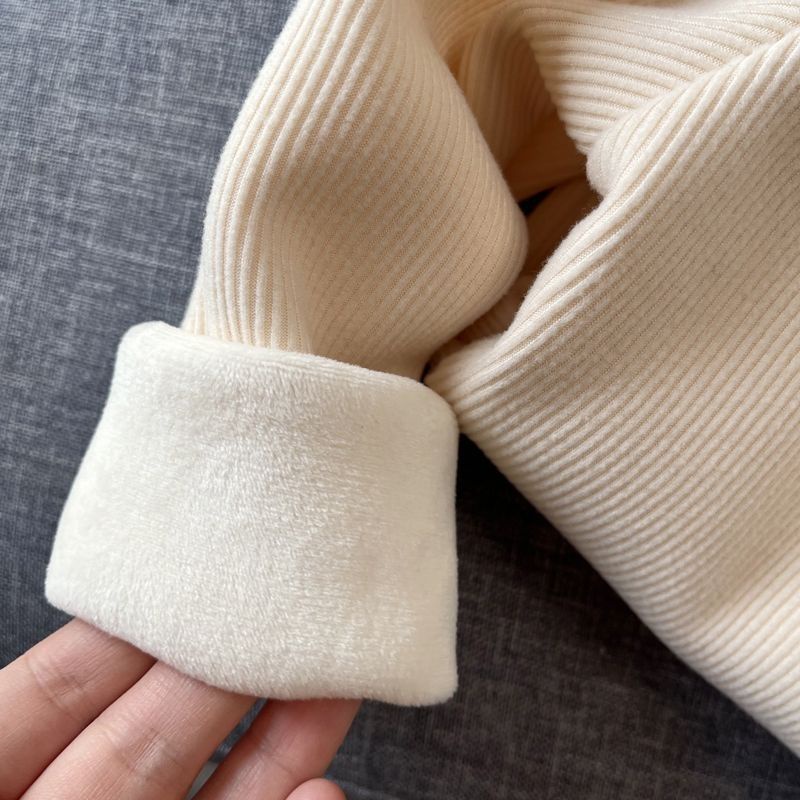 80-130cm Bé Gái Lót Lông Cừu Đáy Áo Sơ Mi Phong Cách Mới Trẻ Em Thu Đông Phong Cách Phương Tây Bé Gái Một Mảnh Lông Cừu Ấm Áp Mùa Đông