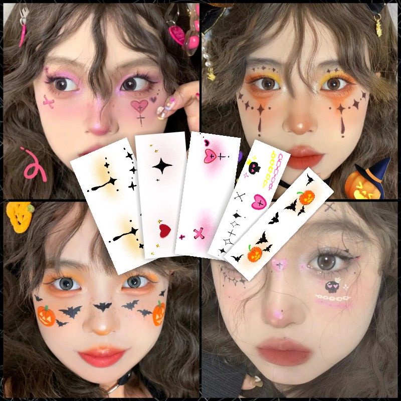 Hình Xăm Dán Mặt Người Tuyết / Dơi / Tuần Lộc / Bí Ngô Dễ Thương Vui Nhộn Trang Trí halloween / Giáng Sinh