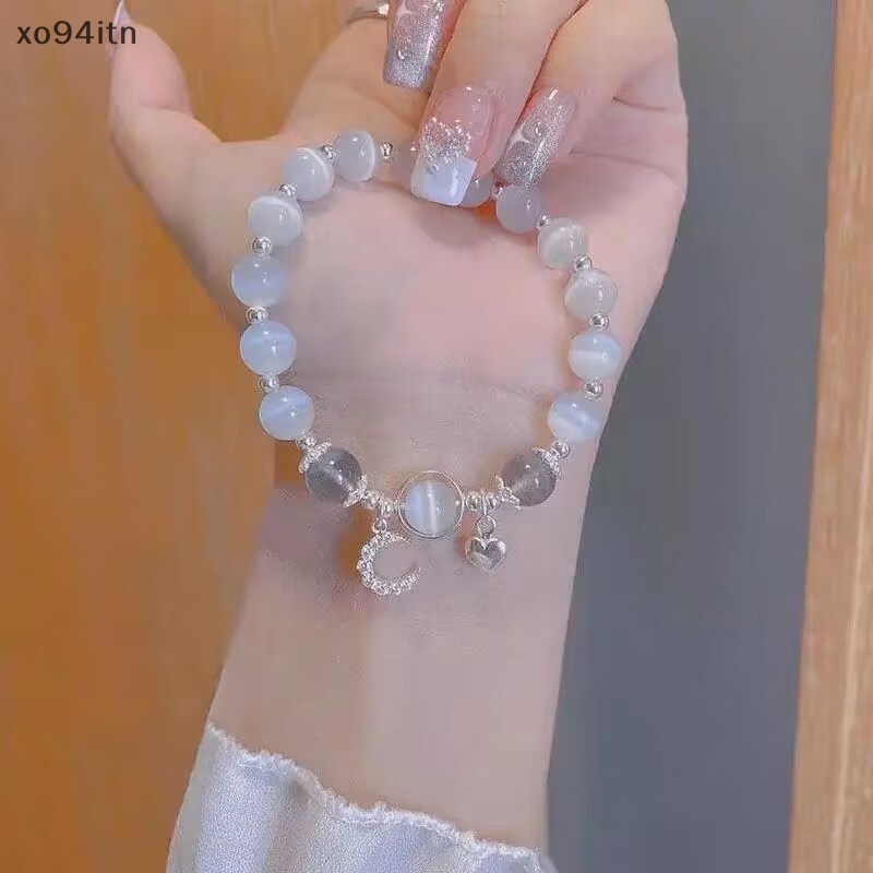 Tn Vòng Tay Xỏ Hạt Đá Mặt Trăng Pha Lê Tinh Xảo Thời Trang Phong Cách Hàn Quốc Cho Nữ n