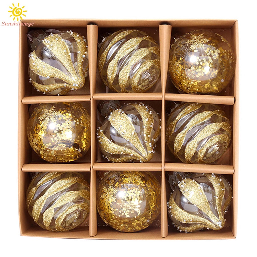 Set 9 Trái Châu 8cm Trang Trí Cây Thông Noel