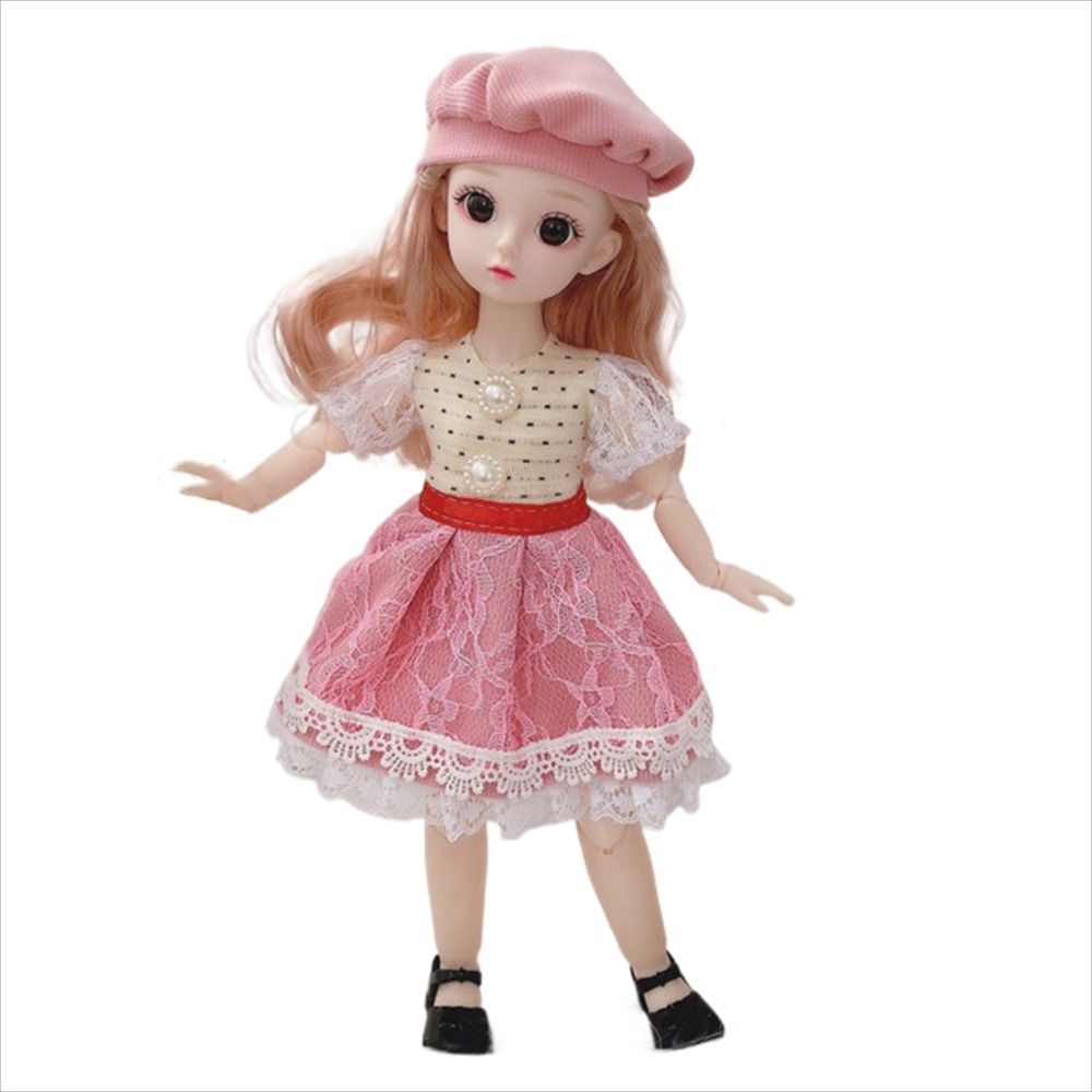 Búp Bê Bé Gái Mặc Đầm 3d 12 Khớp Có Thể Di Chuyển + Giày / Giày / Búp Bê bjd / Búp Bê bjd / Quà Tặng Giáng Sinh