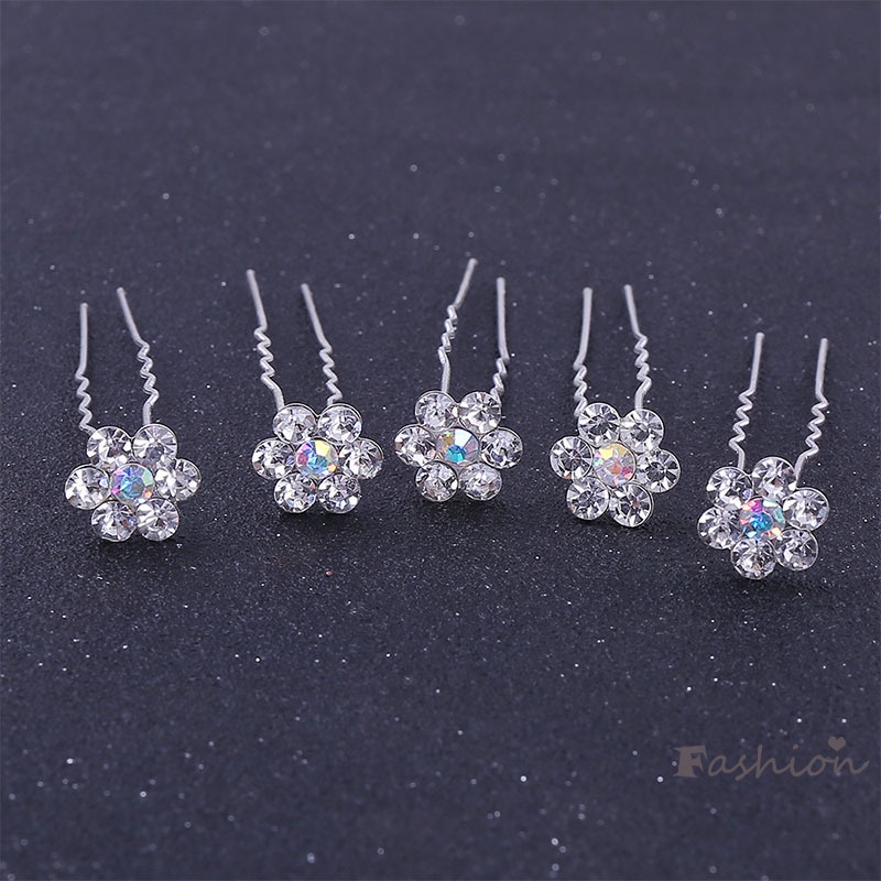 Trâm Cài Tóc Chữ u Hình Hoa Hồng Đính Pha Lê Phong Cách Hàn Quốc Đơn Giản Cho Cô Dâu