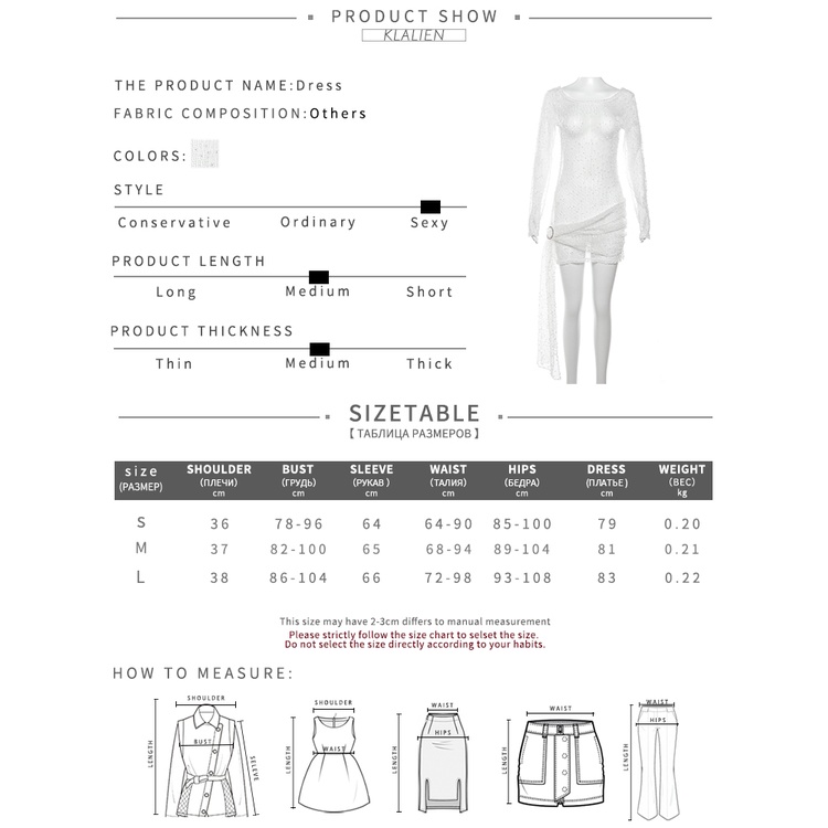 Klalien Đầm Ngắn Ôm Dáng Tay Dài Phối Lưới Xuyên Thấu Quyến Rũ Thời Trang Mùa Thu 2023 Cho Nữ
