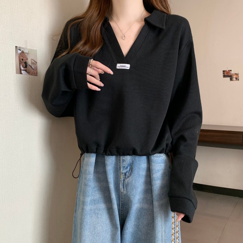 Áo Thun polo Tay Dài Dáng Rộng Phong Cách Hàn Quốc Thời Trang Mùa Thu Hàng Mới Dành Cho Bạn Nữ
