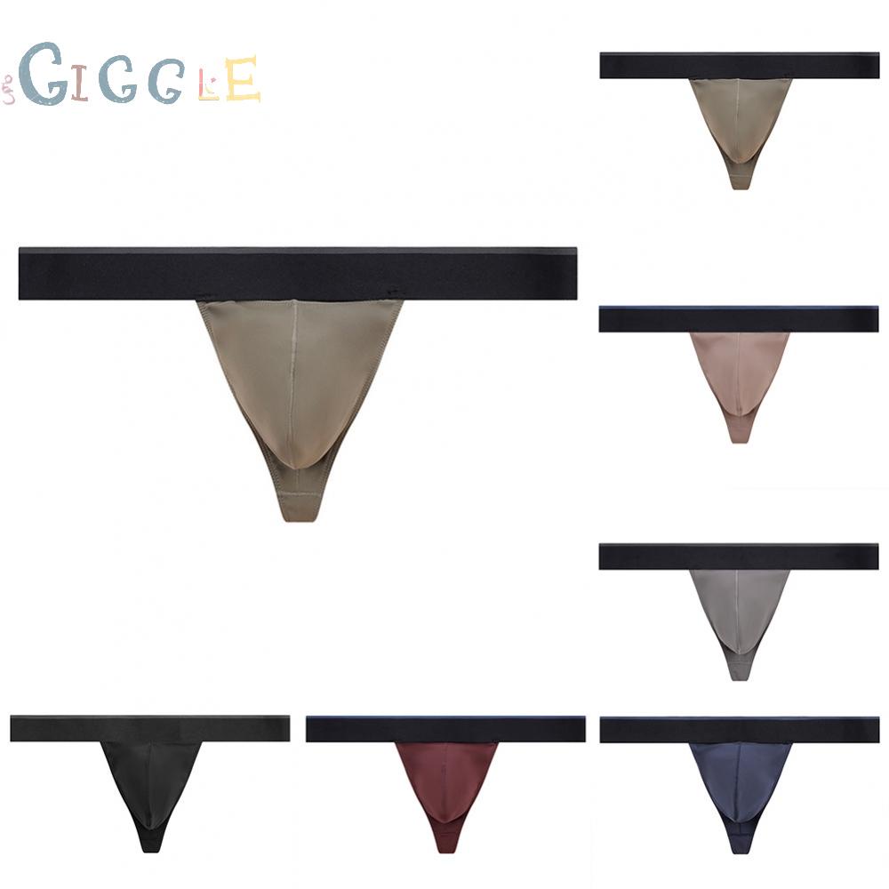 Men Thongs Solid Color Stretch Bulge Pouch Elastic G-string Lingerie Low Rise