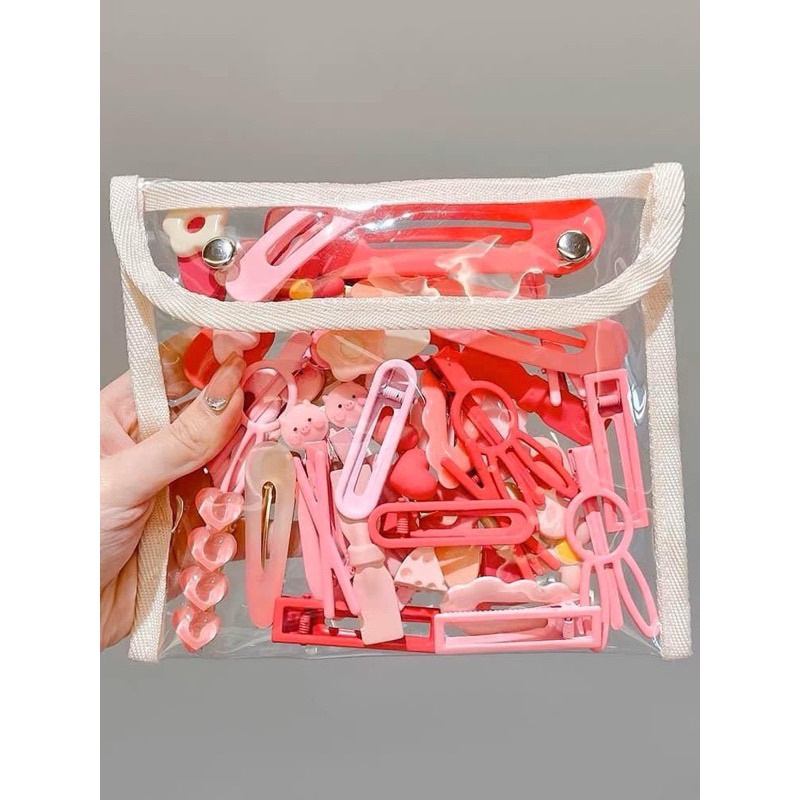 PVN61135 Kẹp tóc sét 19 Món Cặp Tóc Mái Hình Cá Mập Màu Hồng Ngọt Ngào Dễ Thương Cho Bạn Gái