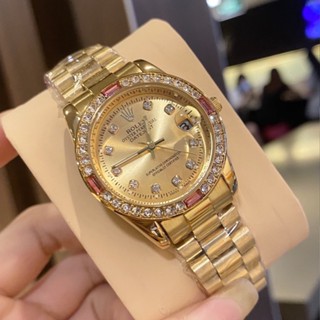 đồng hồ rolex nữ Sang Trọng Đồng Hồ quartz Mạ Vàng Chất Liệu Thép Không Gỉ 92145