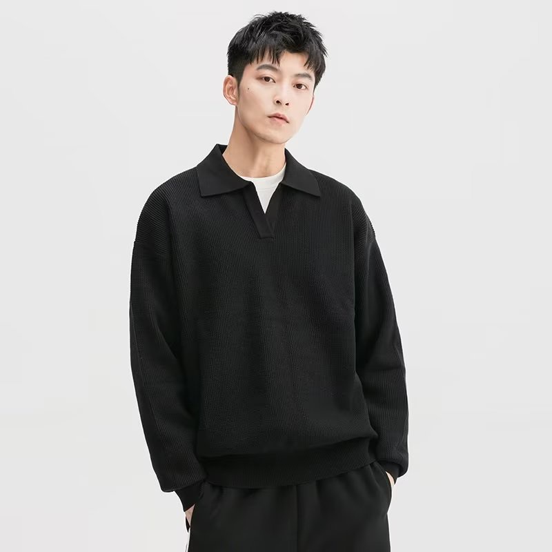 Áo sweater Cổ polo Dáng Rộng Thời Trang Xuân Thu Cao Cấp Cho Nam