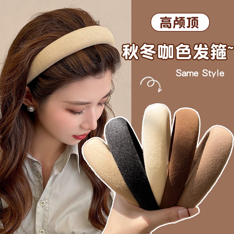 Băng Đô Cài Tóc Xốp Màu Trơn Dễ Thương Phong Cách Hàn Quốc Thời Trang Cho Nữ