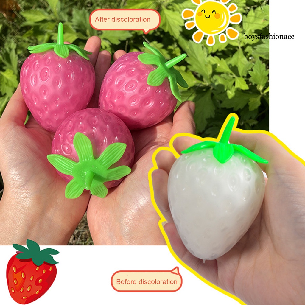 Boysfashionacc Đồ Chơi Squishy Mềm Mại Hình Trái Dâu Tây Đổi Màu Giúp Giảm Căng Thẳng