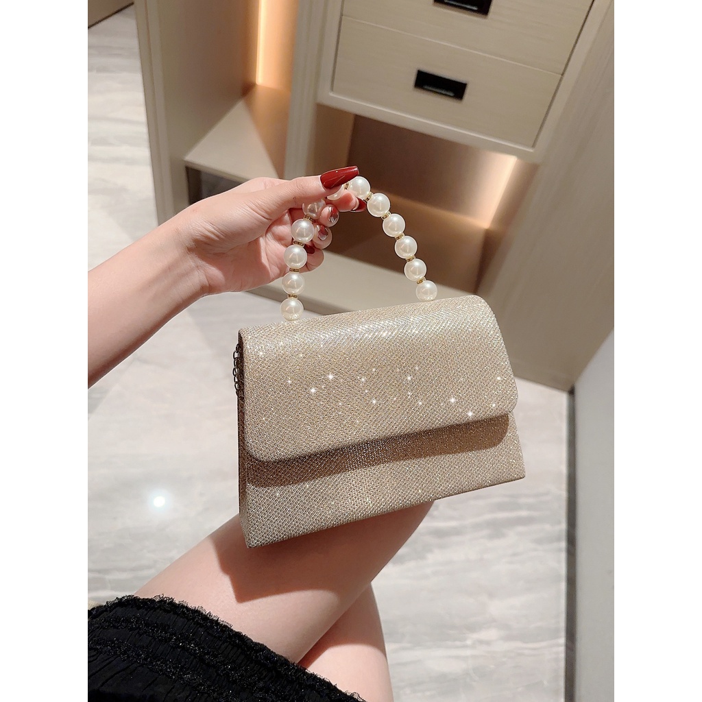 Túi Xách Dự Tiệc Đính Kim Cương Giả Hình Vuông Mẫu Mới 2023 Thời Trang Cho Nữ