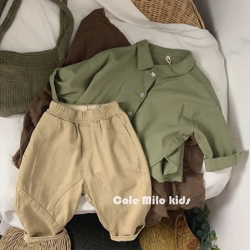 Áo Sơ Mi cotton Lanh Dáng Rộng Thời Trang Dành Cho Bé Trai