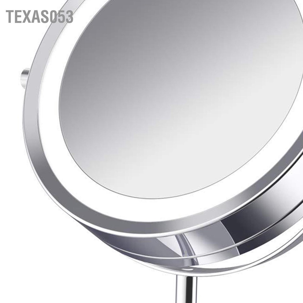 Gương Trang Điểm 2 Mặt Để Bàn Xoay 360 Độ Phóng đại 5X có đèn LED