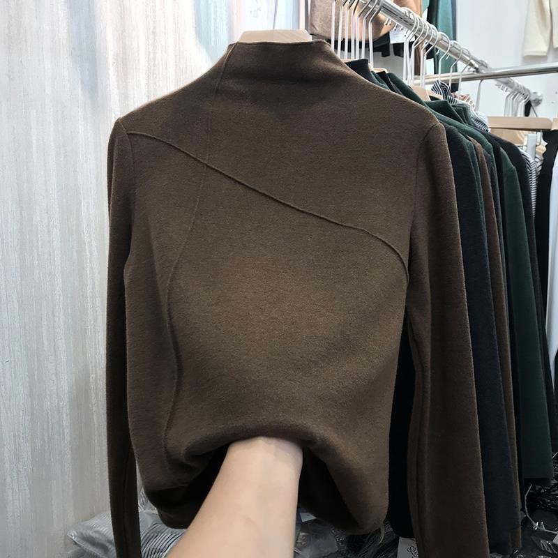 Áo Thun Tay DàI Cổ Cao MàU Trơn Đơn GiảN Cho Nữ m-3xl