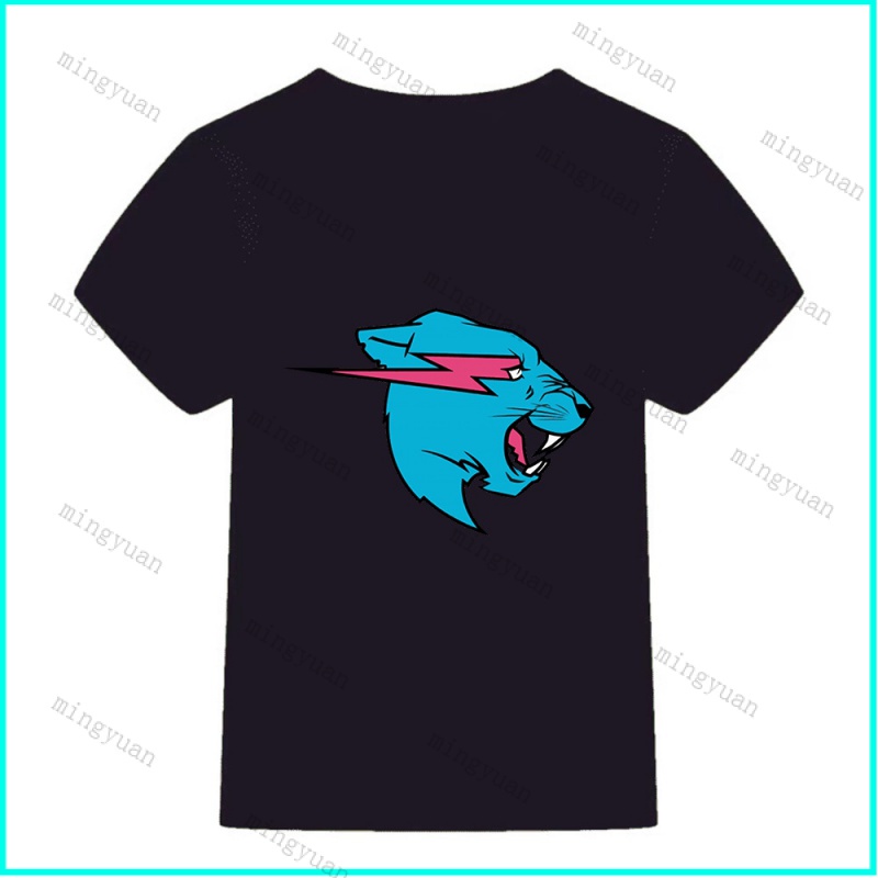 Áo Thun Unisex Tay Ngắn Dáng Rộng In Hình Mèo Tia Chớp Mingyuan Mr Beast