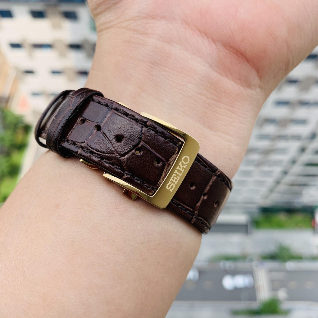 Đồng hồ Nam Seiko cơ tự động Presage Cocktail, kính cường lực Hardlex, dây da SRPB44J1 Chính Hãng