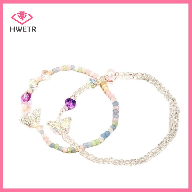 Vòng Tay Chuỗi Hạt acrylic Nhiều Màu Mặt Hình Bướm / Trái Tim Thời Trang Cho Nữ Mới