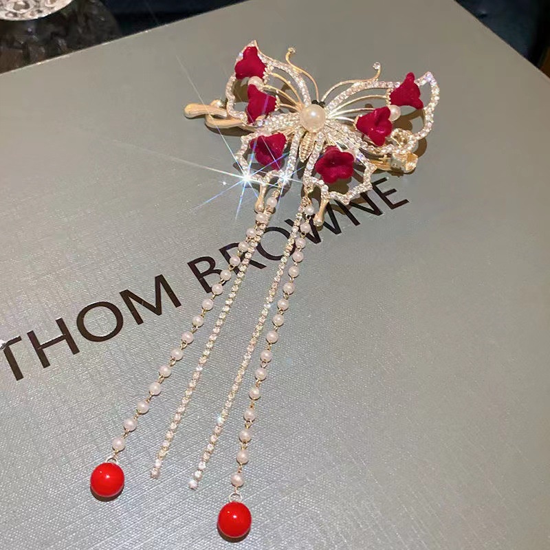 Mới Kẹp Tóc Hình Hoa lily of the valley Phối Tua Rua Có Độ Co Giãn Cao Cho Cô Dâu